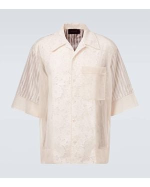 Simone Rocha Patchwork Lace Bowling Shirt - White