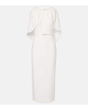 Roland Mouret Caped Satin Crepe Midi Dress - White