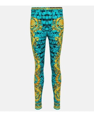 Versace Regalia Baroque Jersey Leggings - Blue