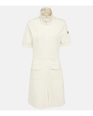 Moncler Abito Midi Con Logo - Neutro