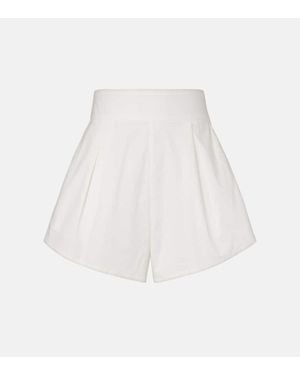 Adriana Degreas Solid Pleated Cotton Shorts - White