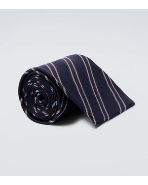 Junya Watanabe Striped Silk Tie - Blue
