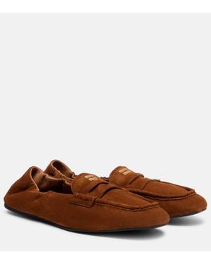 Miu Miu Suede Penny Loafers - Brown
