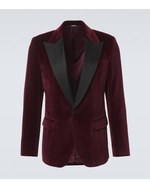 Dolce & Gabbana Velvet Single-Breasted Tuxedo Jacket - Red