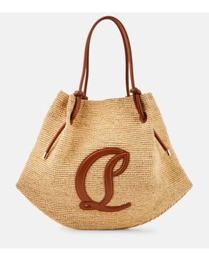 Christian Louboutin Tote By My Side de rafia con piel - Neutro