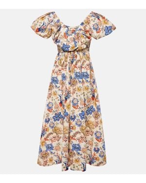 Ulla Johnson Francesca Floral Cotton Poplin Midi Dress - White