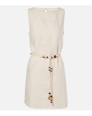 Faithfull the Brand Lui Belted Linen Minidress - Natural