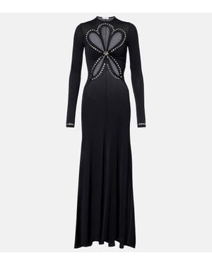 Rabanne Cutout Embellished Jersey Maxi Dress - Black
