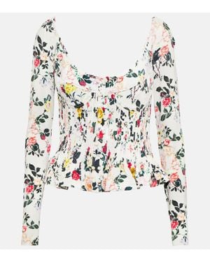 Rabanne Floral Peplum Top - White