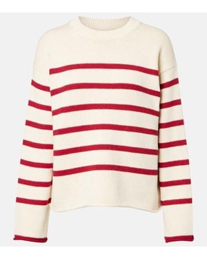 Velvet Lucia Striped Cotton And Cashmere Jumper - Red