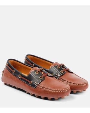 ローファー・オックスフォード TOD'S Leather Boat Bubble Grommet Woman RED Boat Gommino Bubble in Suede XXW52K05300RE040R021
