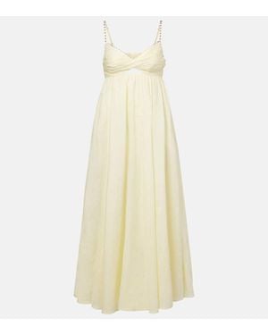 Zimmermann Rhiannon Embellished Linen Midi Dress - Yellow
