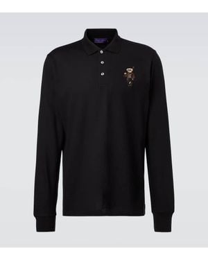 Ralph Lauren Besticktes Polohemd Aus Baumwolle Und Kaschmir - Schwarz
