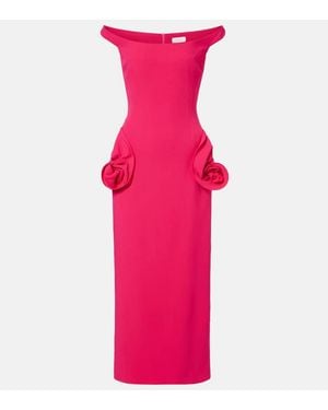 Magda Butrym Floral-Applique Off-Shoulder Cocktail Dress - Pink