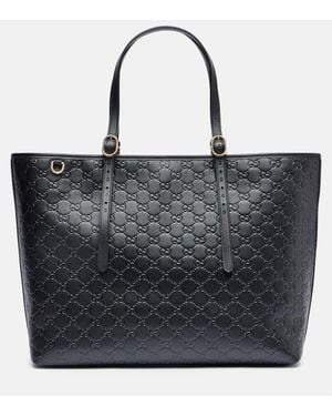 Gucci Bolso Gg Emblem Large De Piel - Negro