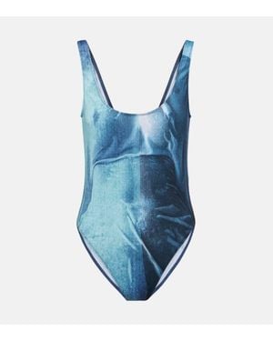 Jean Paul Gaultier Trompe L'Oeil Swimsuit - Blue