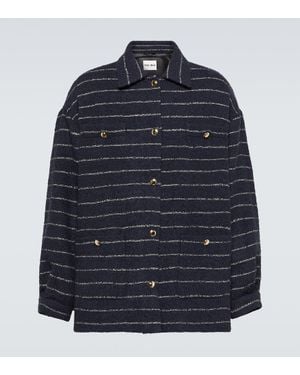 Miu Miu Chaqueta De Boucle De Mezcla De Lana - Azul