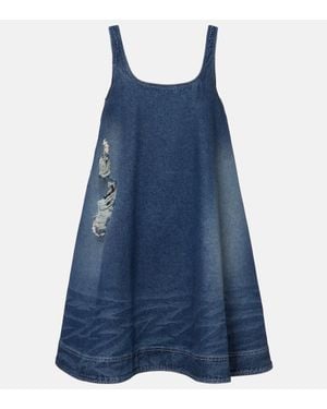 Simone Rocha Distressed Denim Minidress - Blue