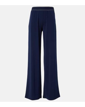 Vince Mid-Rise Jersey Wide-Leg Trousers - Blue