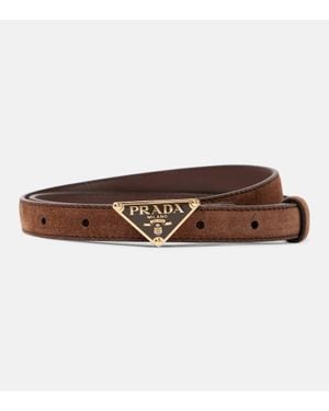 Prada Guertel Aus Veloursleder - Braun
