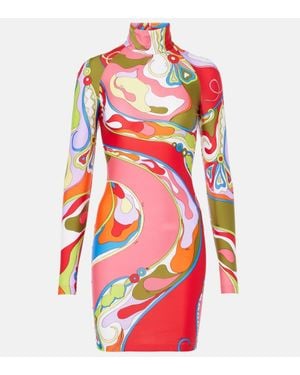 Emilio Pucci Orchidee Jersey Minidress - Red