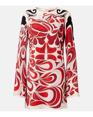 La DoubleJ Mini Supremes Printed Satin Minidress - Red