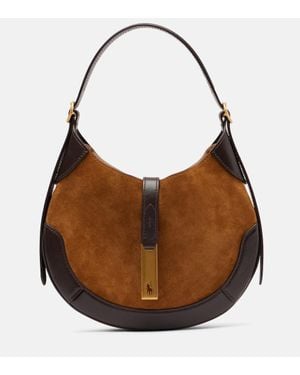 Polo Ralph Lauren Leather-Trimmed Suede Shoulder Bag - Brown