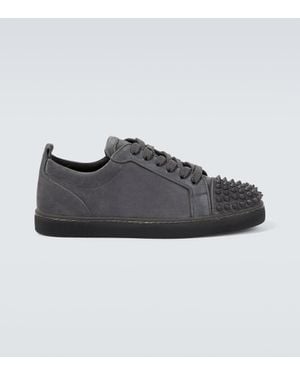 Christian Louboutin Sneakers Louis Junior Spikes Aus Veloursleder - Schwarz