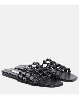 TOTEME Woven Leather Slides - Black