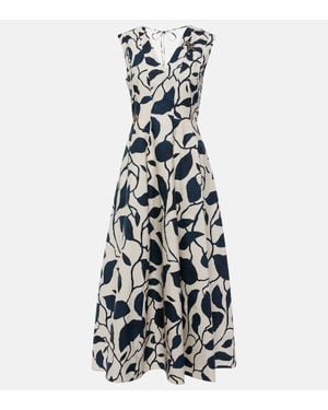 Max Mara Max Mara Printed Cotton Poplin Midi Dress - White