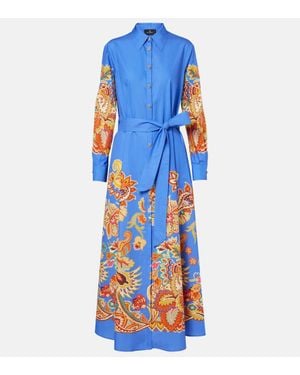 Etro Maxikleid Aus Baumwolle - Blau