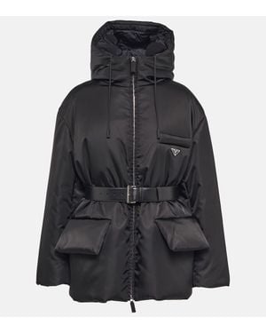 Prada Re-Nylon Hooded Down Jacket - Black