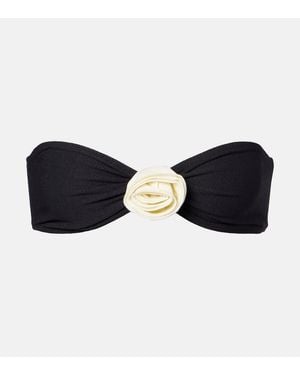 SAME Top De Bikini Bandeau Rosette Con Aplique Floral - Azul