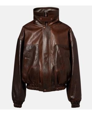 Magda Butrym Oversized Leather Bomber Jacket - Brown