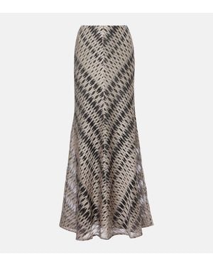 Missoni Open-Knit Lame Maxi Skirt - Grey