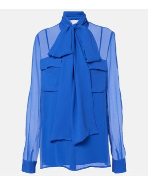 Costarellos Silk Georgette Blouse - Blue