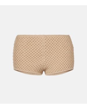 Elie Saab Crochet Cotton-Blend Shorts - Natural