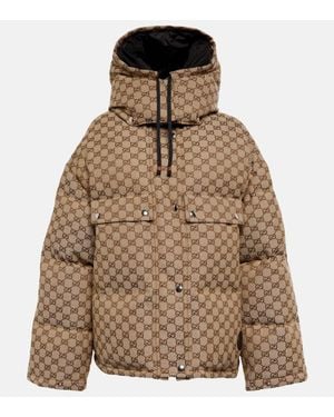 Gucci Gg Cotton Canvas Down Jacket - Brown