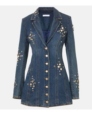 Area Abito Blazer Di Jeans Con Cristalli - Blu