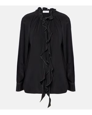 Victoria Beckham Ruffled Silk Blouse - Black