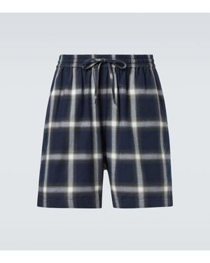 Acne Studios Checked Cotton Shorts - Blue