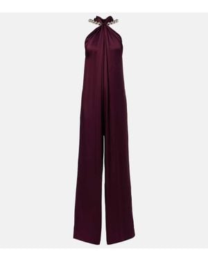 Stella McCartney Embellished Halterneck Satin Jumpsuit - Purple