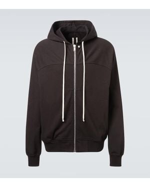 Rick Owens Zip-Up Cotton Jersey Hoodie - Black