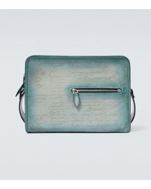 Berluti Messenger Bag Journalier Scritto Aus Leder - Blau