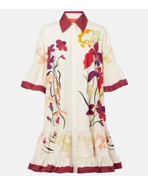 La DoubleJ Choux Floral Cotton Poplin Shirt Dress - White