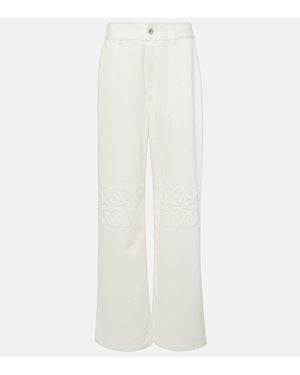 Loewe Jeans A Gamba Larga Anagram A Vita Alta - Bianco
