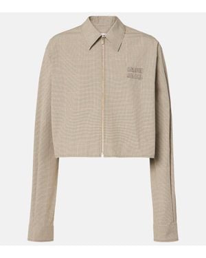 Miu Miu Chemise Raccourcie En Coton Melange - Neutre