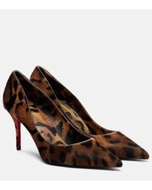 Christian Louboutin Miss Z 80 Leopard-Printed Calf Hair Pumps - Brown