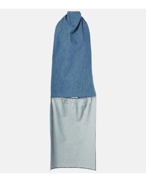 Alaïa Caped Denim Top - Blue
