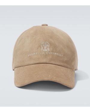 Brunello Cucinelli Logo Suede Baseball Cap - Natural